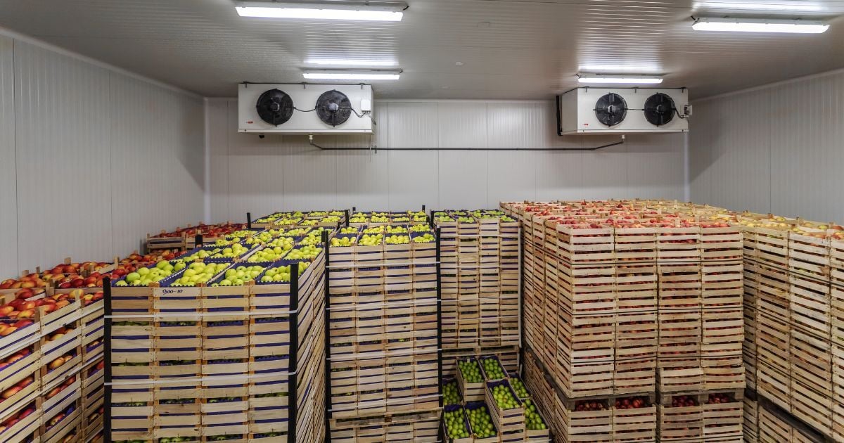 Warehouse filled with stored goods being monitored, showing how customizable alerts protect business inventory from loss and spoilage.